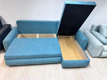 Berlin Universal Corner Sofa Bed with Storage – Sky Blue