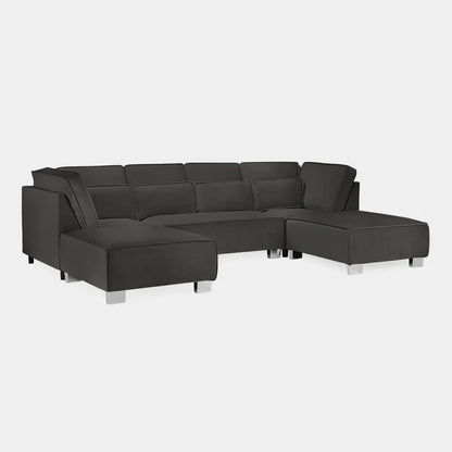Sloane Black U-Shape Corner Sofa – Large Luxury Full Back U-Shaped Sofa | UK