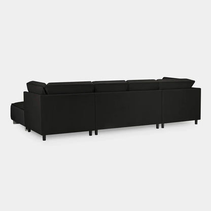 Sloane Black U-Shape Corner Sofa – Large Luxury Full Back U-Shaped Sofa | UK