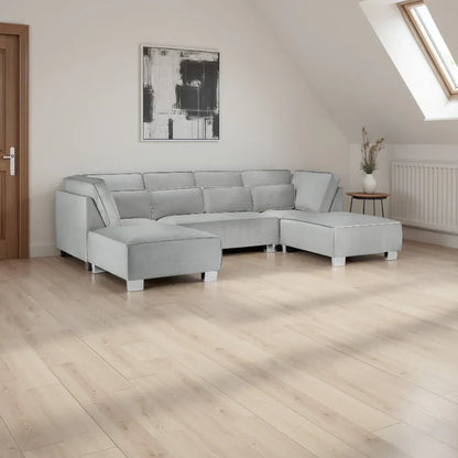 Sloane Grey U-Shape Corner Sofa – Large Luxury Full Back U-Shaped Sofa | UK