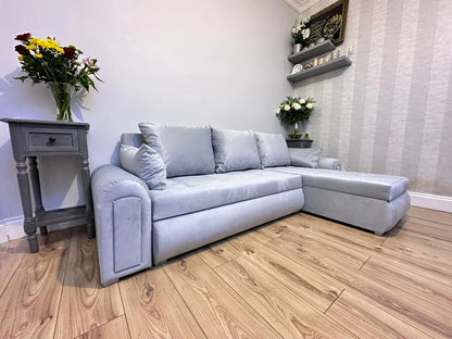 Berlin Universal Corner Sofa Bed with Storage – Silver