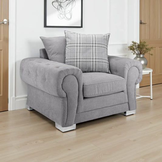 Verona Scatterback Sofa Grey Armchair | Modern Fabric Armchair UK