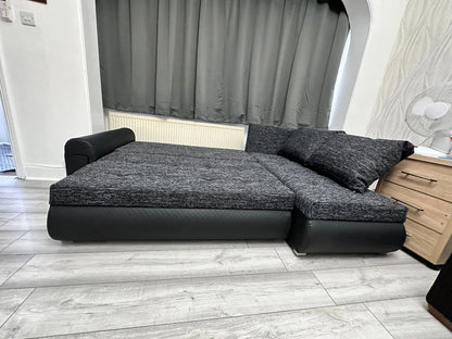 Berlin Universal Corner Sofa Bed with Storage – Black