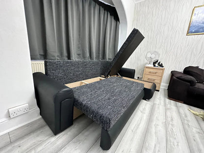 Berlin Universal Corner Sofa Bed with Storage – Black