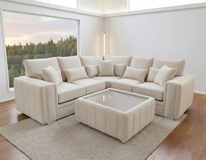 Malibu Corner Sofa with Coffee Table – Modern Fabric Corner Sofa Set
