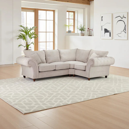 Windsor Fullback Sofa Stone Right Hand Facing Corner – Classic Fabric L-Shaped Sofa
