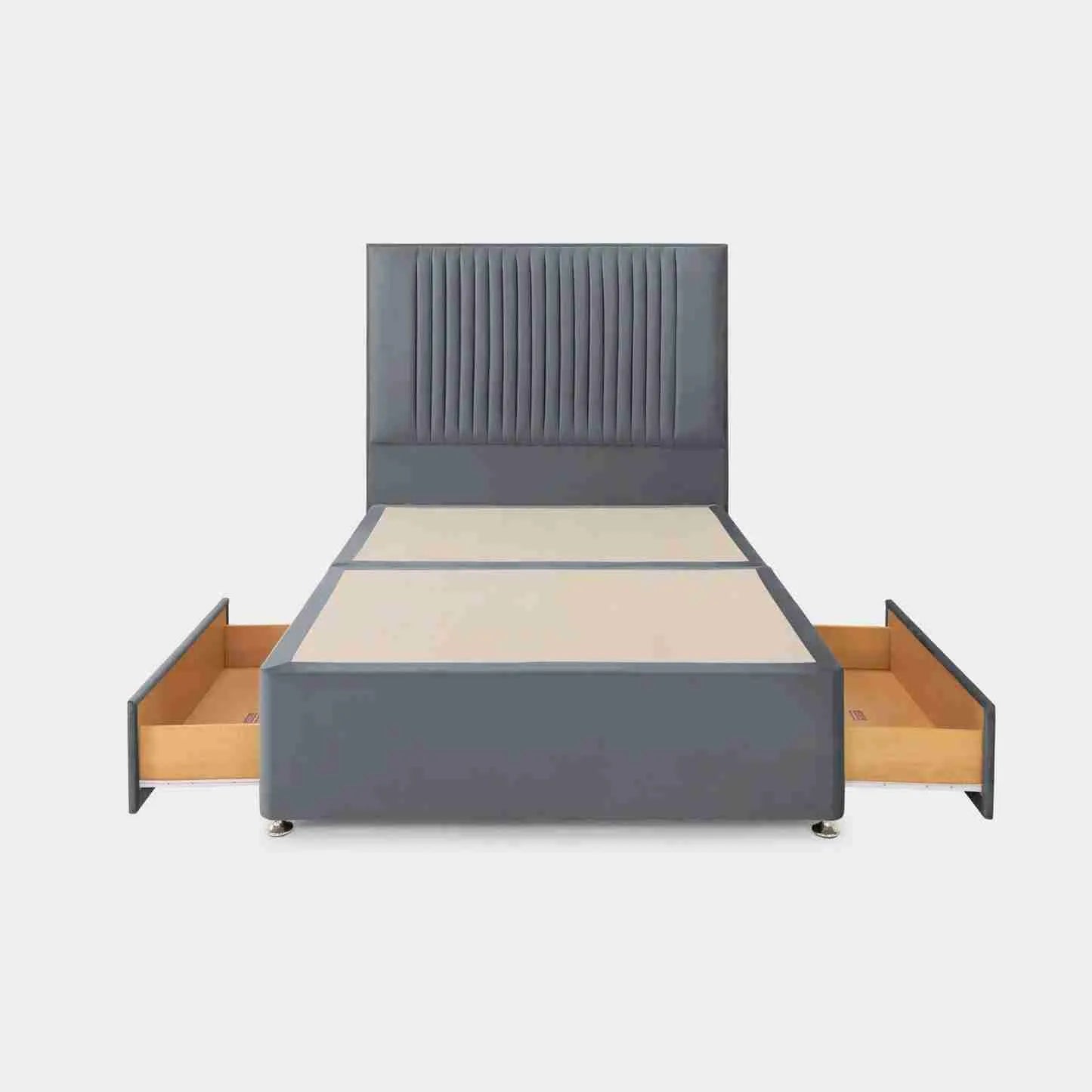 Bea Range Sage Steel Bed Frame – Double & King Size Upholstered Bed with Storage