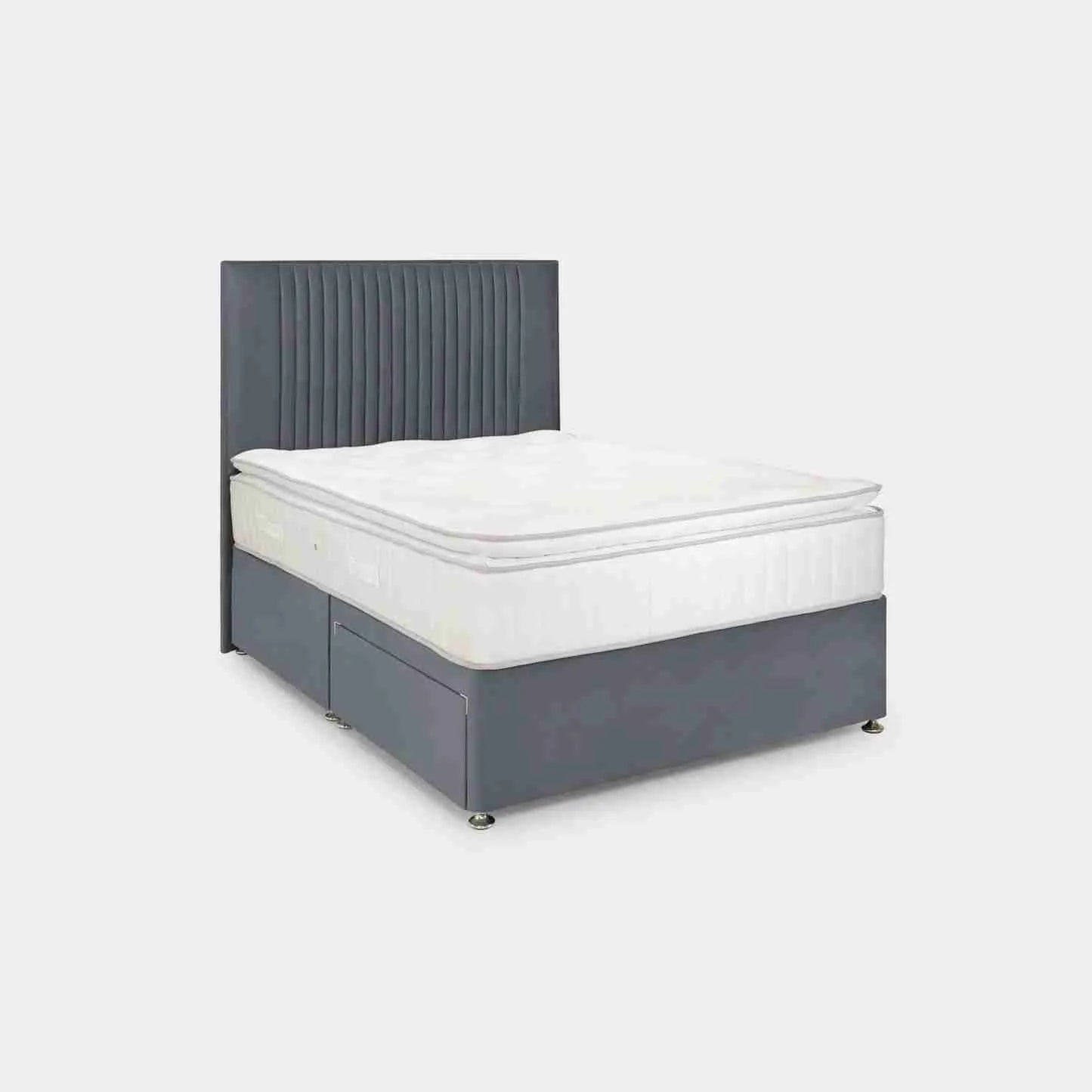Bea Range Sage Steel Bed Frame – Double & King Size Upholstered Bed with Storage