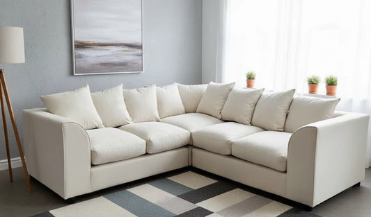 Dylon 5 Seater Corner Sofa Cream – Modern L-Shaped Family Sofa for UK Homes