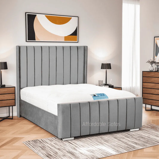 Arizona Slate Grey Bed Frame – Double & King Size with Optional Ottoman Storage and Mattress