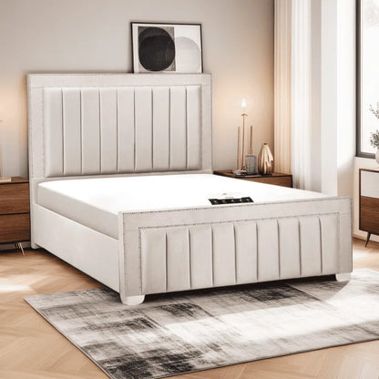 Dior Slate Beige Bed Frame – Double & King Size with Optional Ottoman Storage and Mattress