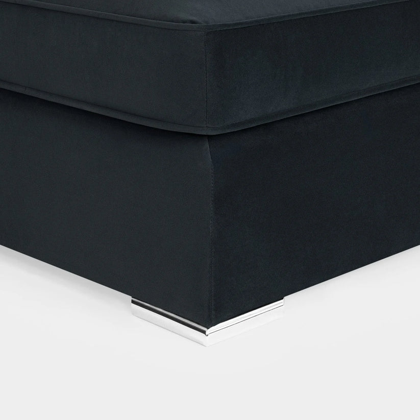 Belgravia Black U-Shape Corner Sofa – Large Luxury Velvet U-Shaped Sofa with Footstool | UK