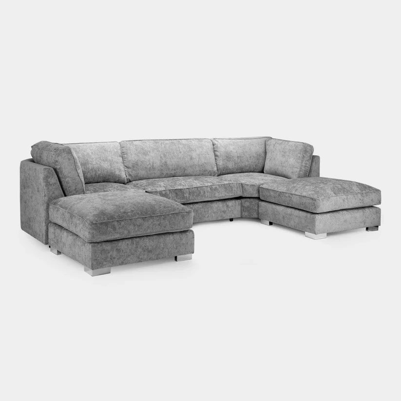Bishop Platinum Fullback U-Shape Corner Sofa – Large Luxury Fabric U-Shaped Sofa | UK