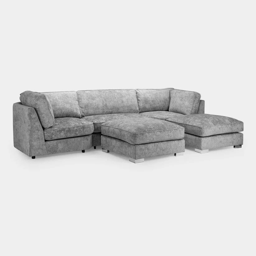 Bishop Platinum Fullback U-Shape Corner Sofa – Large Luxury Fabric U-Shaped Sofa | UK