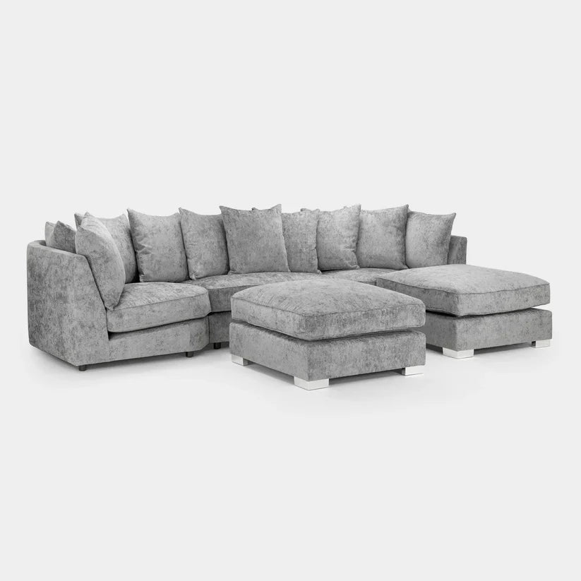 Bishop Platinum Scatterback U-Shape Corner Sofa – Large Luxury Chenille Sofa | UK