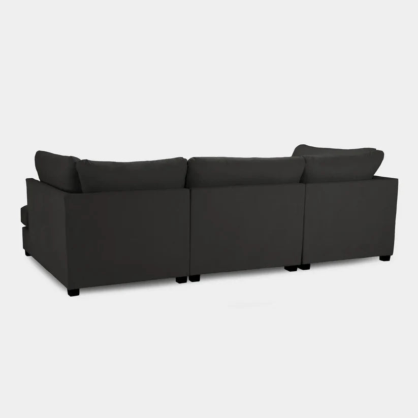 Carnaby Black U-Shape Corner Sofa – Large Fabric U-Shaped Sofa | UK
