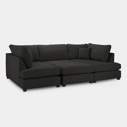 Carnaby Black U-Shape Corner Sofa – Large Fabric U-Shaped Sofa | UK