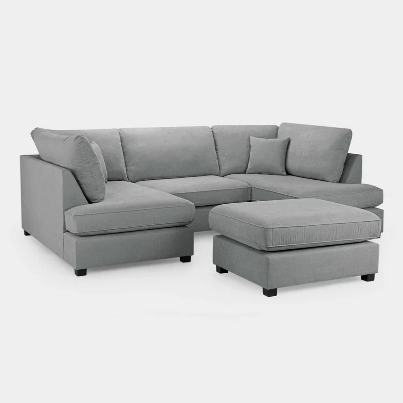 Carnaby Grey U-Shape Corner Sofa – Spacious Fabric U-Shaped Sofa | UK