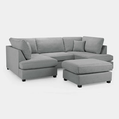 Carnaby Grey U-Shape Corner Sofa – Spacious Fabric U-Shaped Sofa | UK