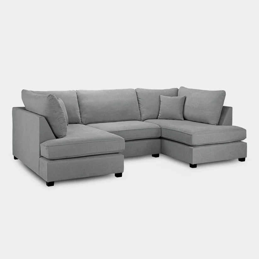 Carnaby Grey U-Shape Corner Sofa – Spacious Fabric U-Shaped Sofa | UK