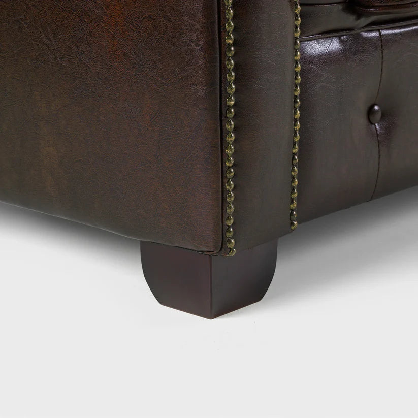 Chesterfield Brown Large Corner Sofa – Classic Leather Corner Sofa for UK Homes