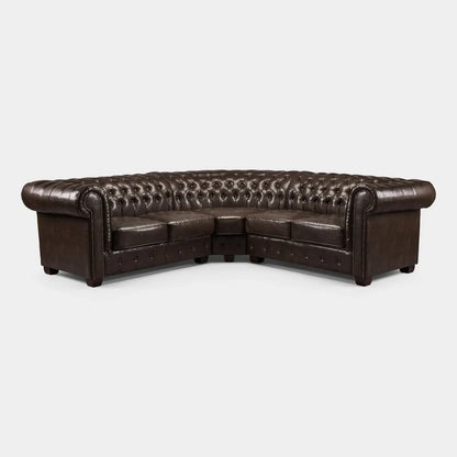 Chesterfield Brown Large Corner Sofa – Classic Leather Corner Sofa for UK Homes