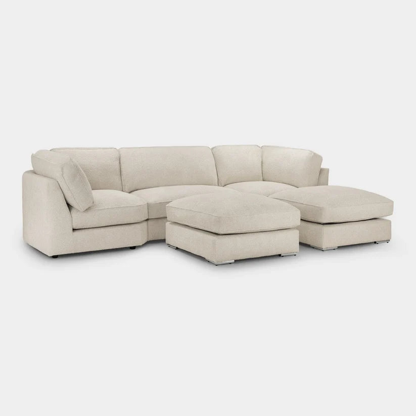 Inga Beige U-Shape Corner Sofa – Large Fabric U-Shaped Sofa with Footstools | UK