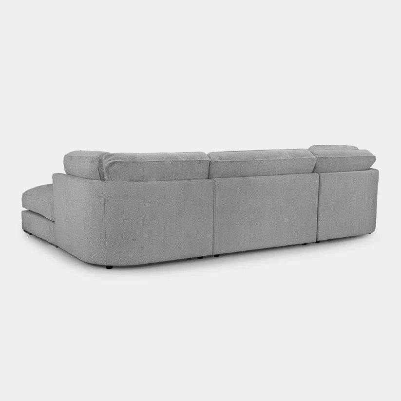 Inga Grey U-Shape Corner Sofa – Large Fabric U-Shaped Sofa with Footstools | UK