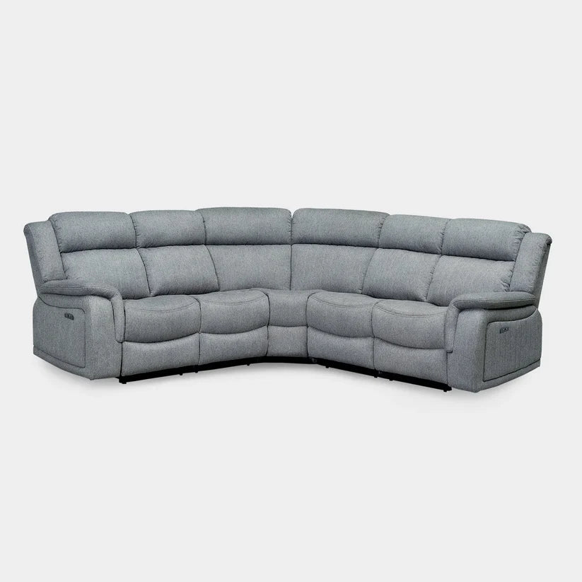 Linden Electric Recliner Grey Large Corner Sofa – Luxury Fabric Reclining Sofa for UK Homes
