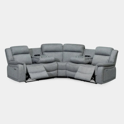 Linden Electric Recliner Grey Large Corner Sofa – Luxury Fabric Reclining Sofa for UK Homes