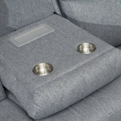 Linden Electric Recliner Grey Large Corner Sofa – Luxury Fabric Reclining Sofa for UK Homes