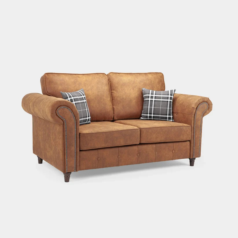 Oakland Faux Leather 2 Seater Sofa in Tan