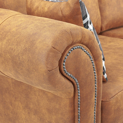 Oakland Faux Leather 2 Seater Sofa in Tan