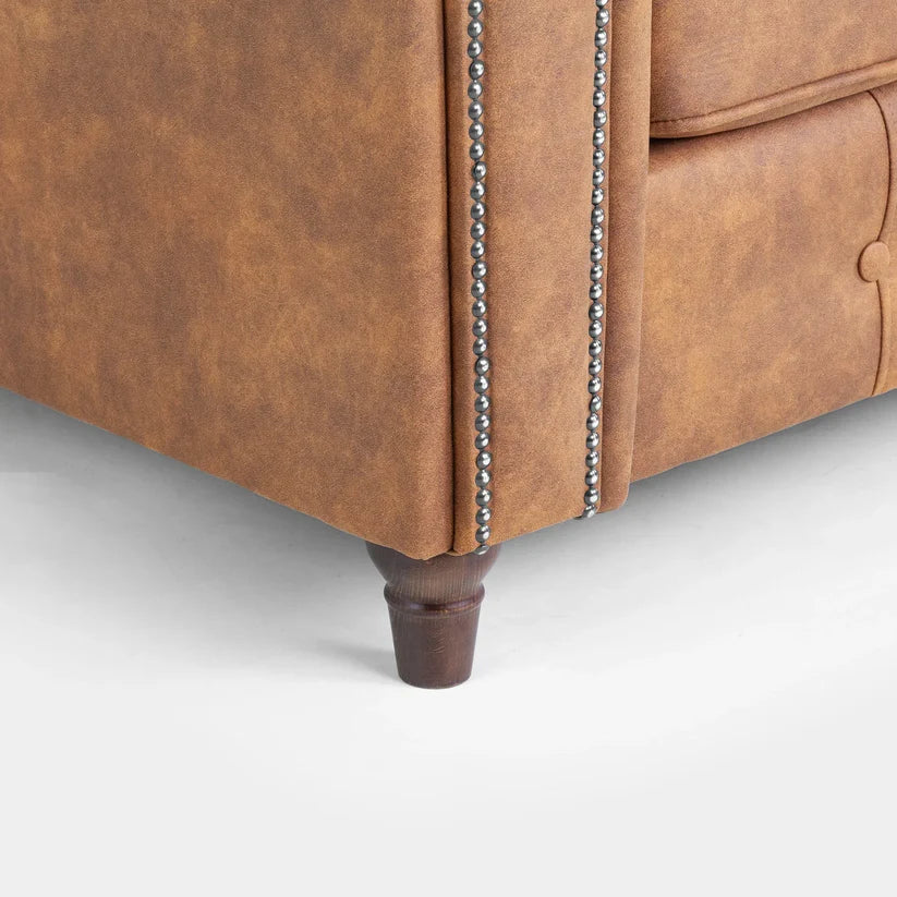 Oakland Faux Leather 2 Seater Sofa in Tan