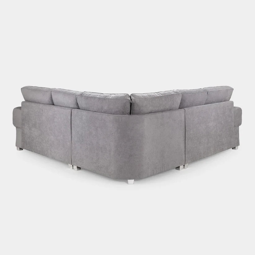 Verona Fullback Grey Large Corner Sofa – Classic Fabric L-Shaped Sofa for UK Homes