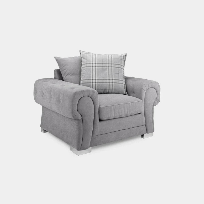 Verona Scatterback Sofa Grey Armchair | Modern Fabric Armchair UK