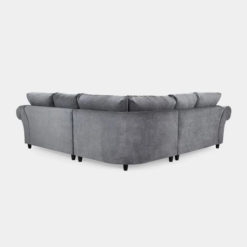 Windsor Fullback Grey Large Corner Sofa – Classic Fabric L-Shaped Sofa for UK Homes