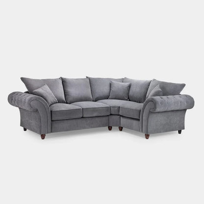 Windsor Fullback Grey Right Hand Facing Corner Sofa – Classic Fabric L-Shaped Sofa