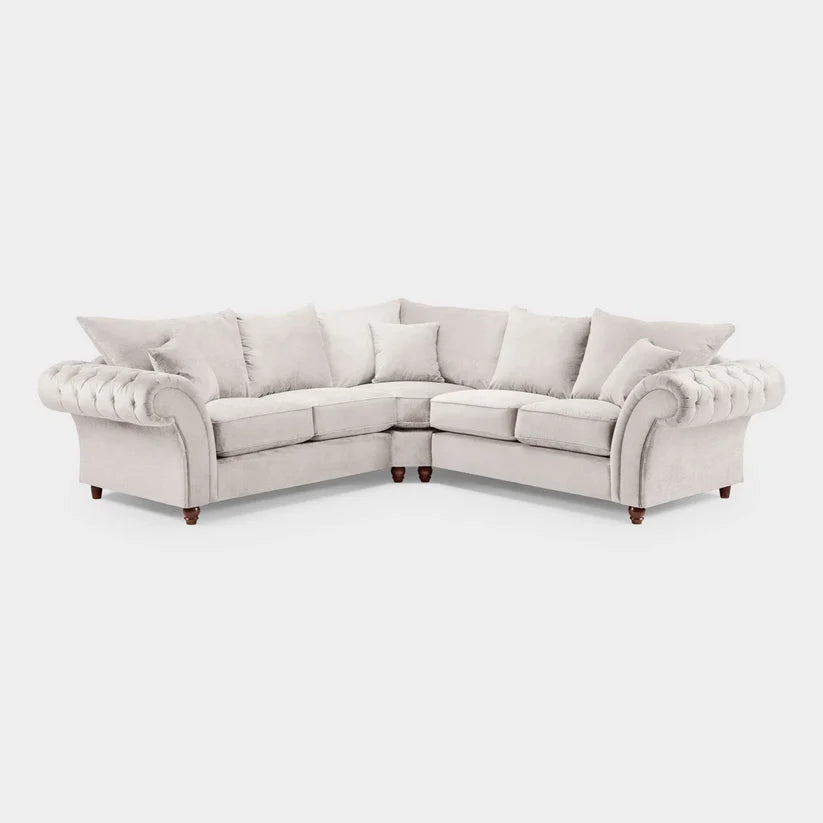 Windsor Fullback Stone Large Corner Sofa – Classic Fabric L-Shaped Sofa