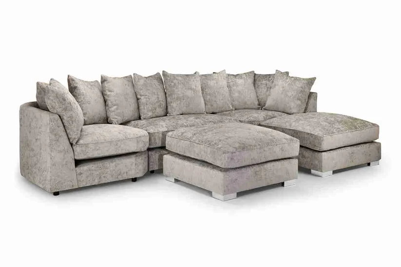 Bishop Truffle Scatterback U-Shape Corner Sofa – Large Luxury Chenille Family Sofa | UK