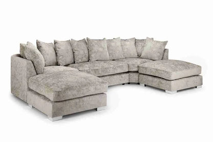 Bishop Truffle Scatterback U-Shape Corner Sofa – Large Luxury Chenille Family Sofa | UK