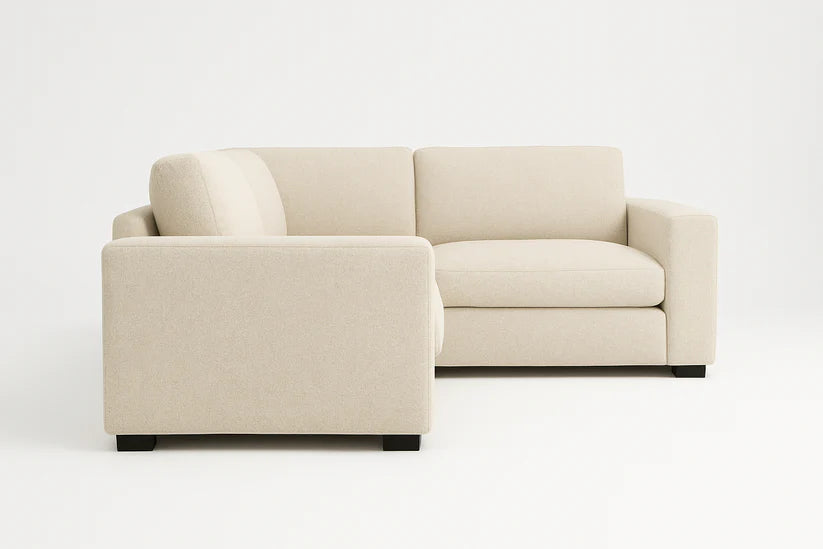 Kingston L-Shape Sectional Sofa Cream Beige – Modern Fabric Corner Sofa | UK