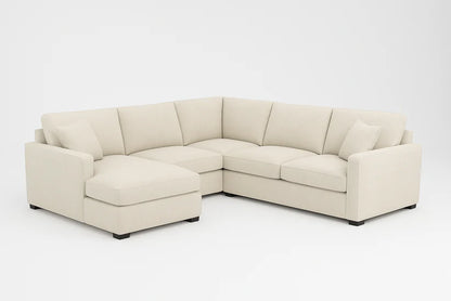 Kingston L-Shape Sectional Sofa Cream Beige – Modern Fabric Corner Sofa | UK