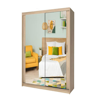 Milan Full Mirror Sliding Door Wardrobe – 100cm | White | Modern Bedroom Storage