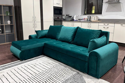 Berlin Universal Corner Sofa Bed with Storage – Teal